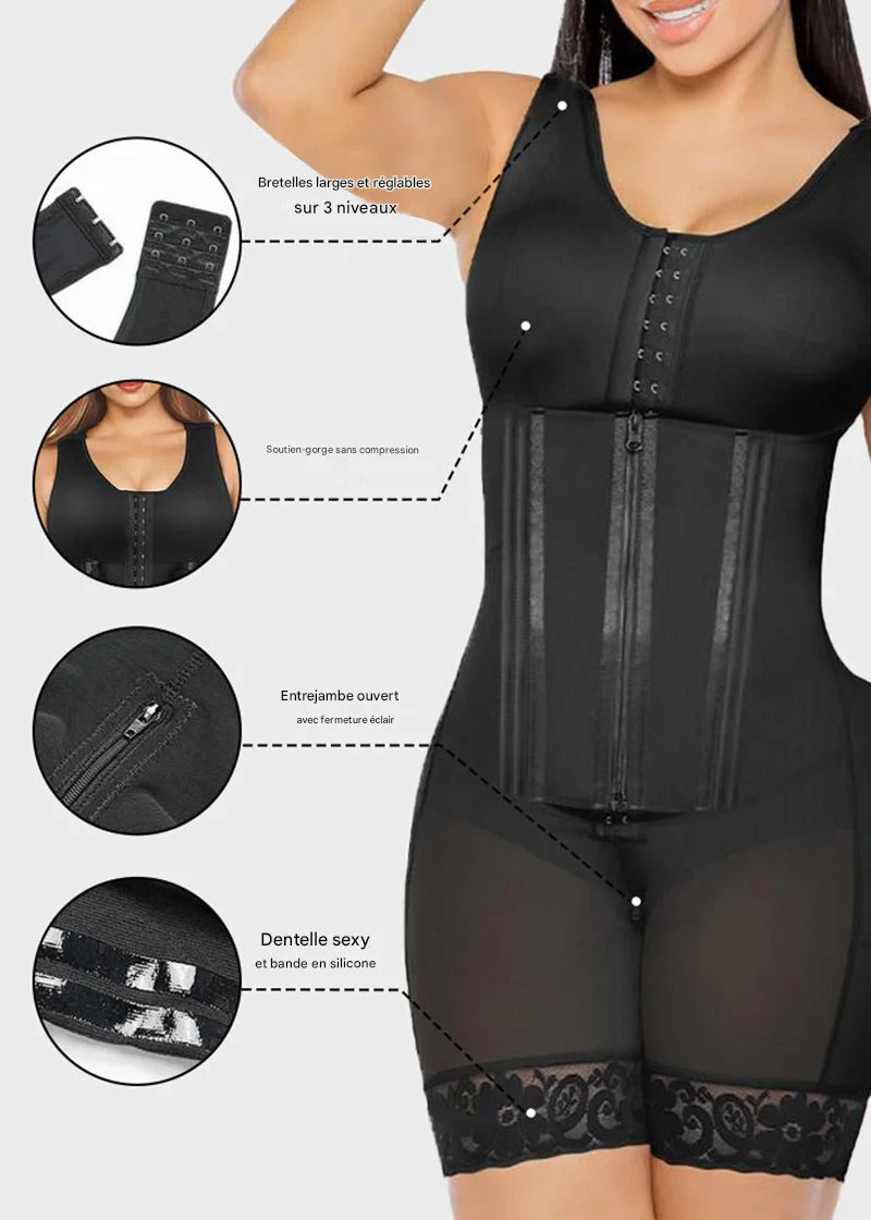 Gaine colombienne double effet ventre plat gainante intégrale