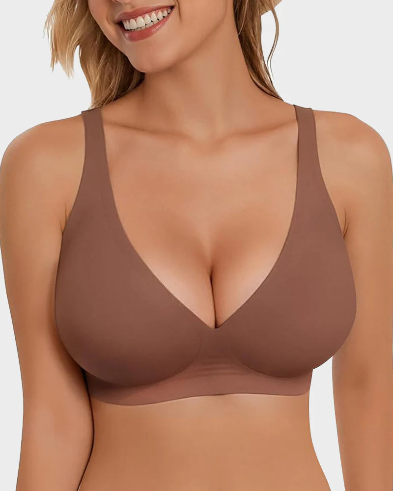 Soutien-gorge push-up sans coutures à décolleté plongeant en V, sans armatures