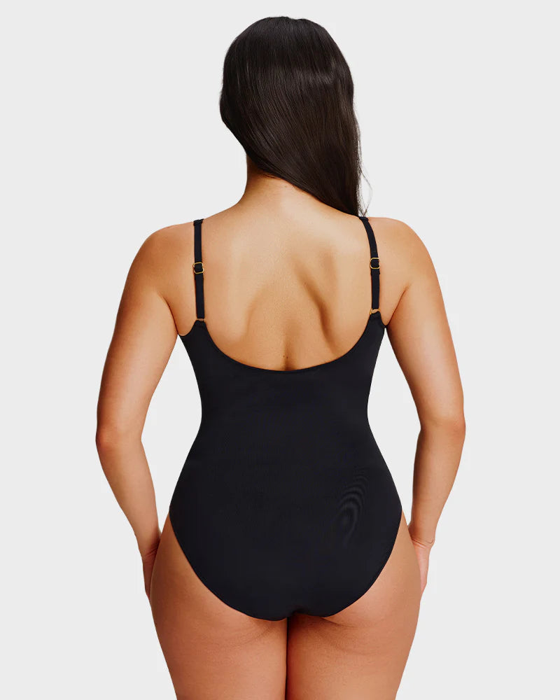 Maillot de bain une pièce à encolure en V froncée avec effet sculptant
