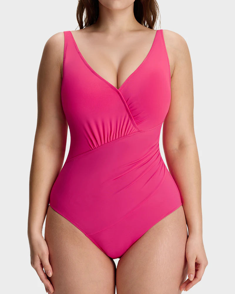 Maillot de bain une pièce à encolure en V froncée avec effet sculptant