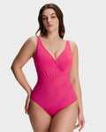 Maillot de bain une pièce à encolure en V froncée avec effet sculptant