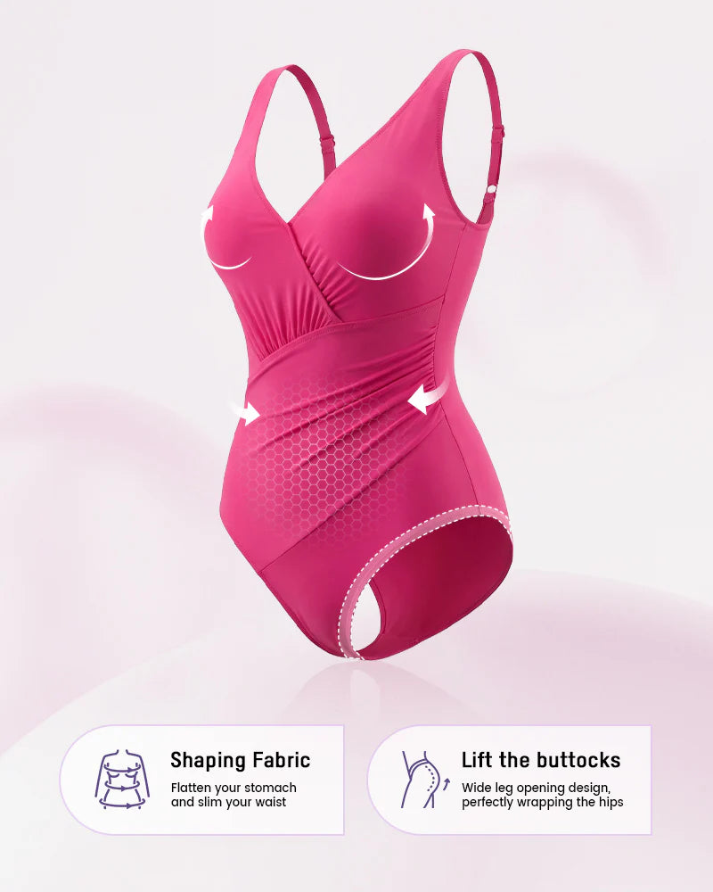 Maillot de bain une pièce à encolure en V froncée avec effet sculptant