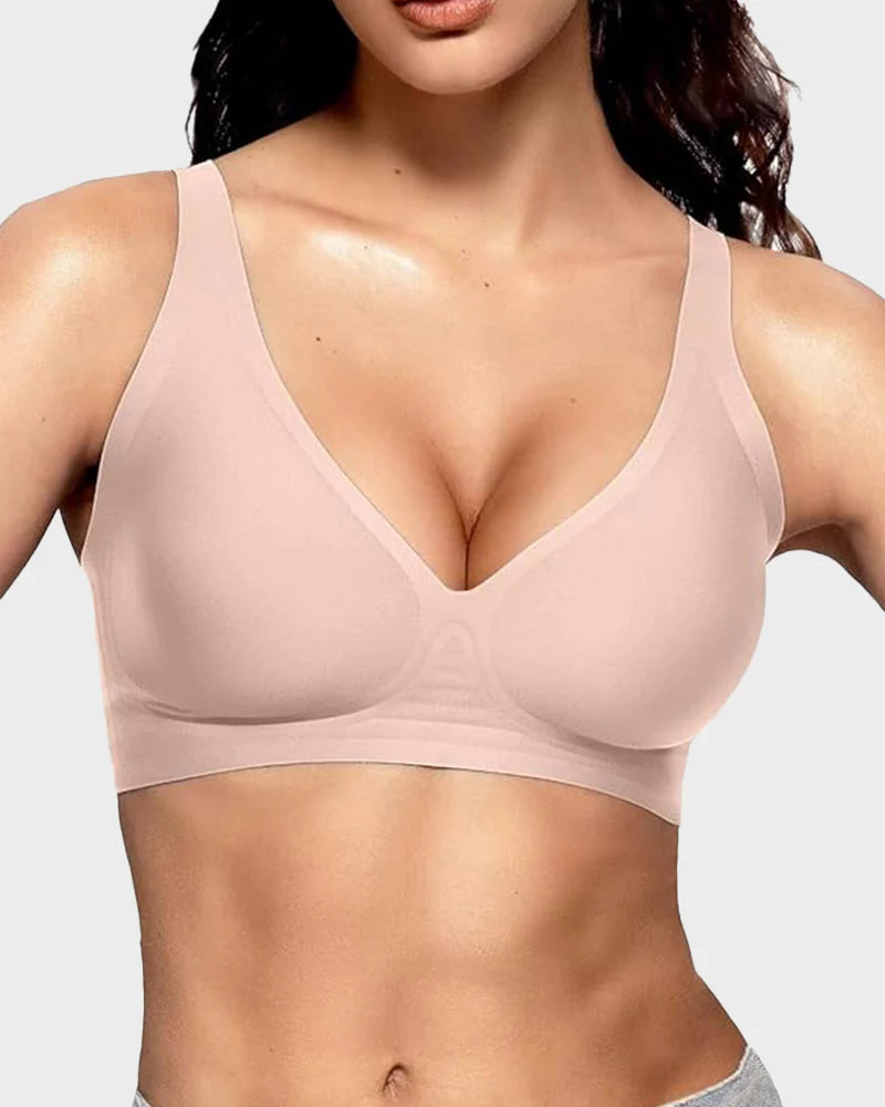 Soutien-gorge push-up sans coutures à décolleté plongeant en V, sans armatures