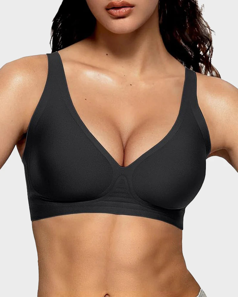 Soutien-gorge push-up sans coutures à décolleté plongeant en V, sans armatures