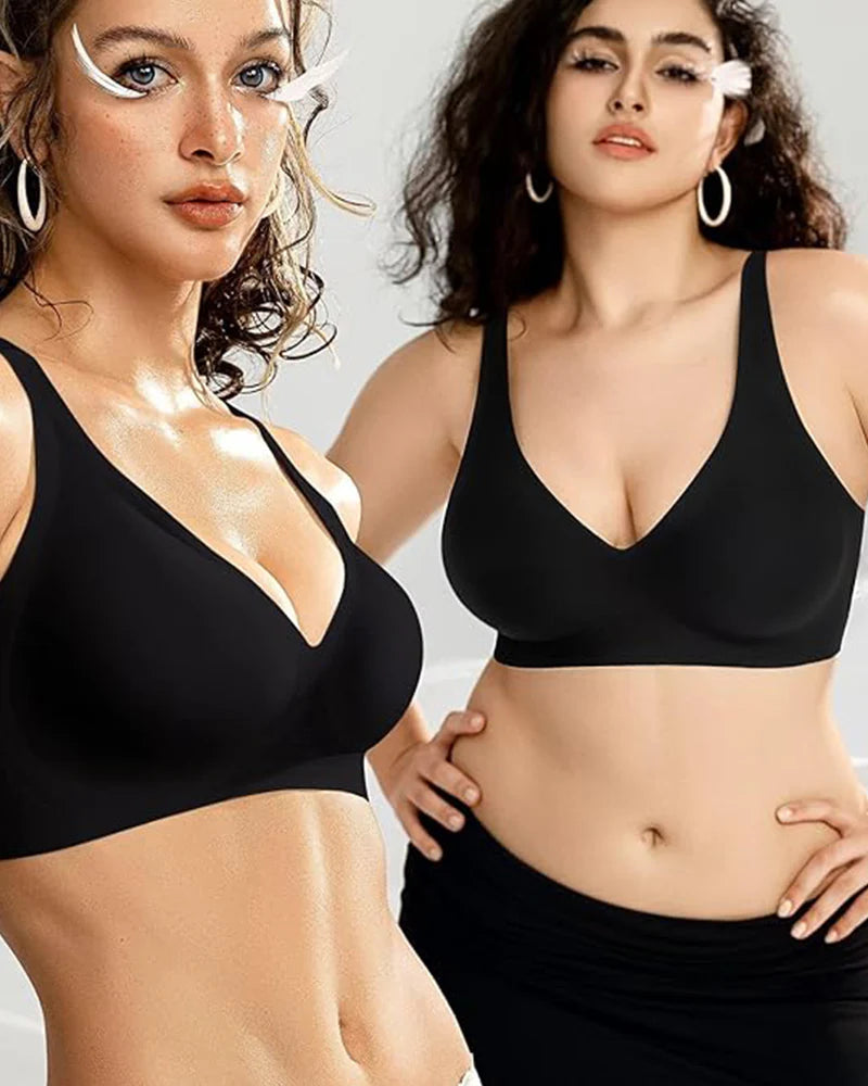 Soutien-gorge push-up sans coutures à décolleté plongeant en V, sans armatures