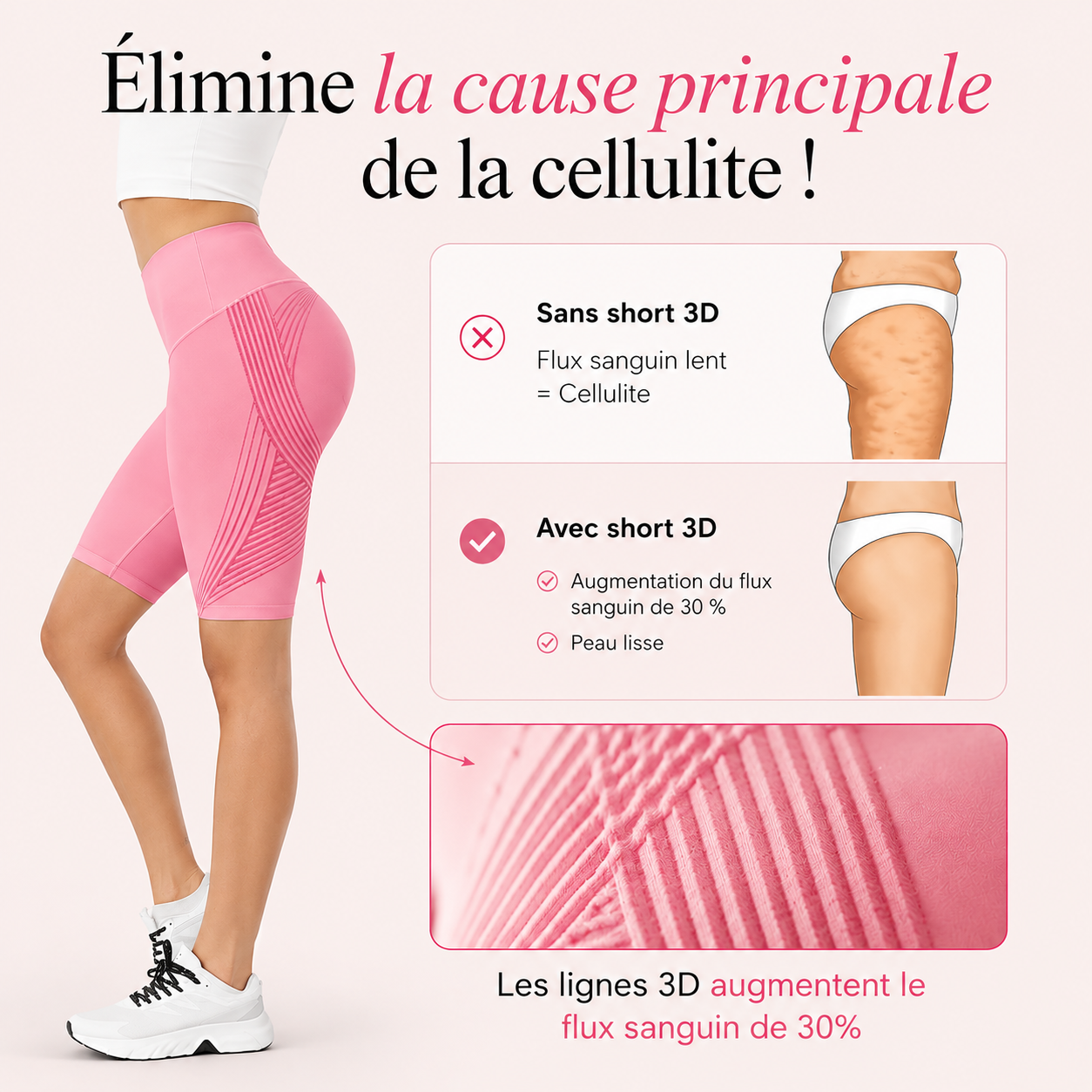 Short 3D Anticellulite — L'effet legging sans la chaleur + Legging Offert 🎁