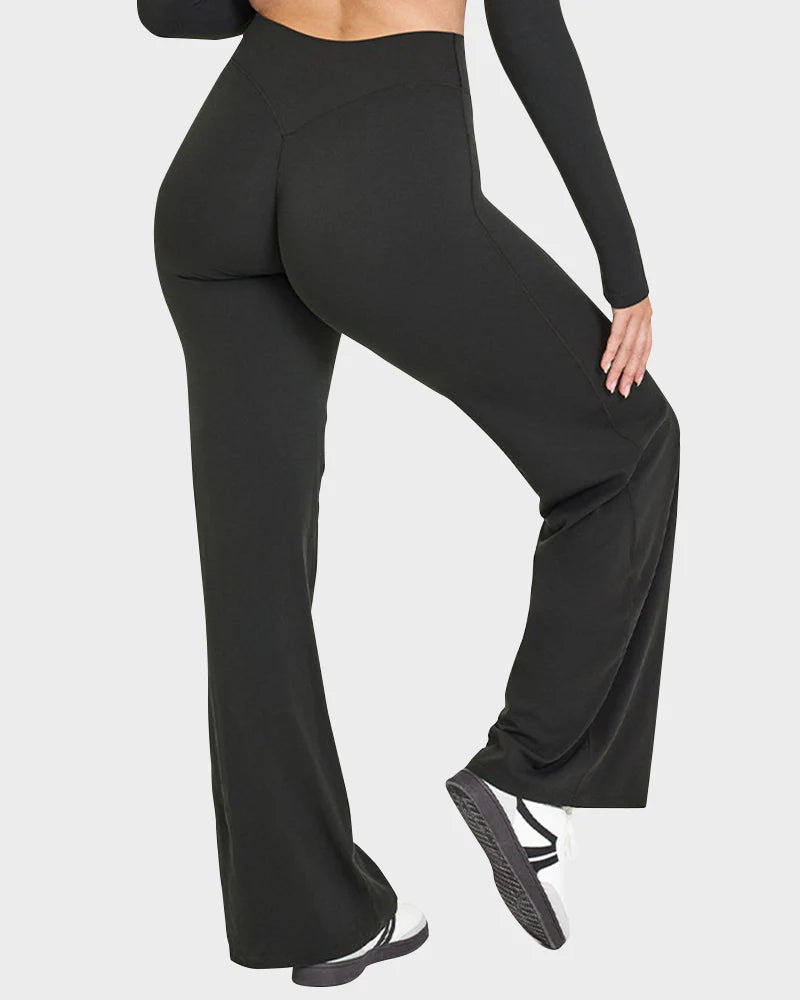 Pantalon de yoga lounge taille haute élastique à jambes larges