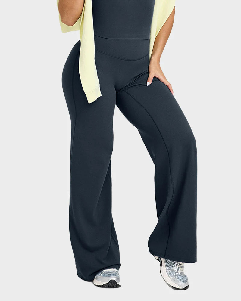 Pantalon de yoga lounge taille haute élastique à jambes larges