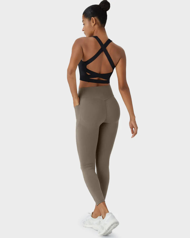 Leggings de sport gainantes et galbantes avec poches